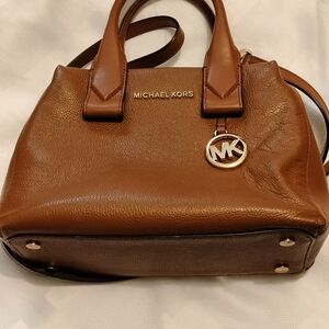 Michael Kors Tan Leather Satchel with MK Charm